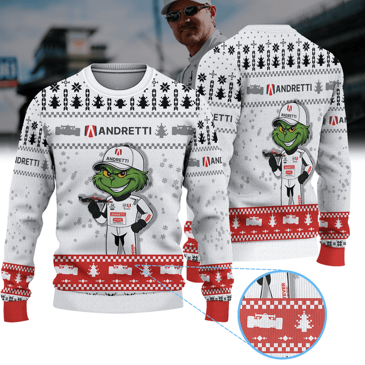 Andretti Global Marcus Ericsson IndyCar × Grinch Ugly Christmas Sweater