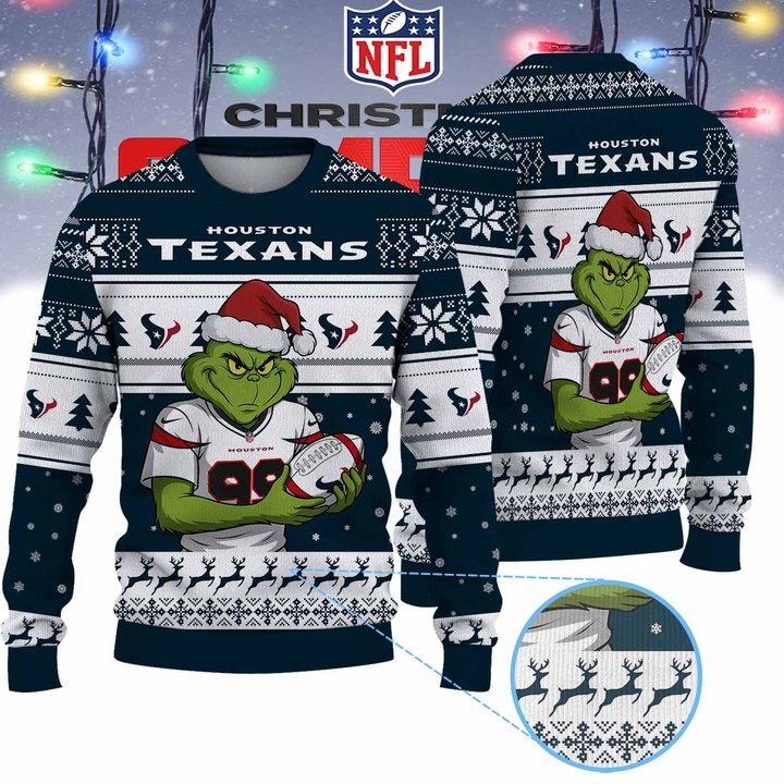 Houston Texans Grinch Jersey Premium Ugly Sweater Xmas
