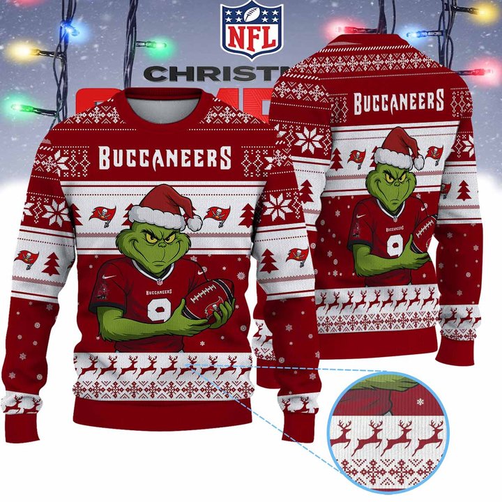 Tampa Bay Buccaneers Grinch Jersey Premium Ugly Sweater Xmas