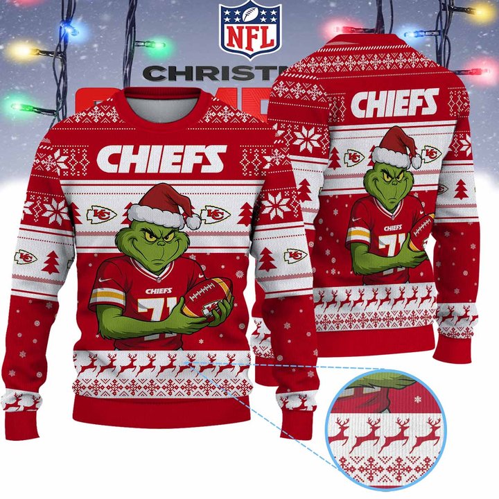 Kansas City Chiefs Grinch Jersey Premium Ugly Sweater Xmas