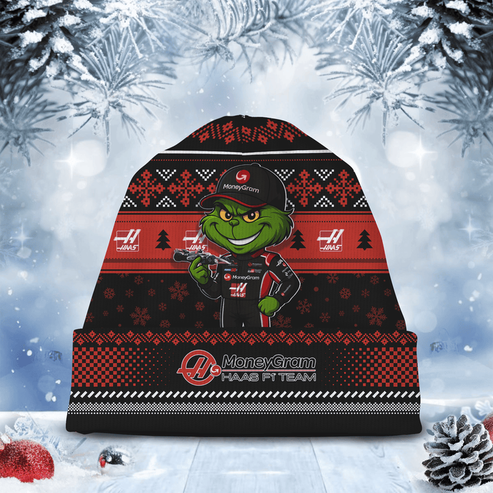 Haas F1 Team × Grinch F1 Christmas Beanie Hat