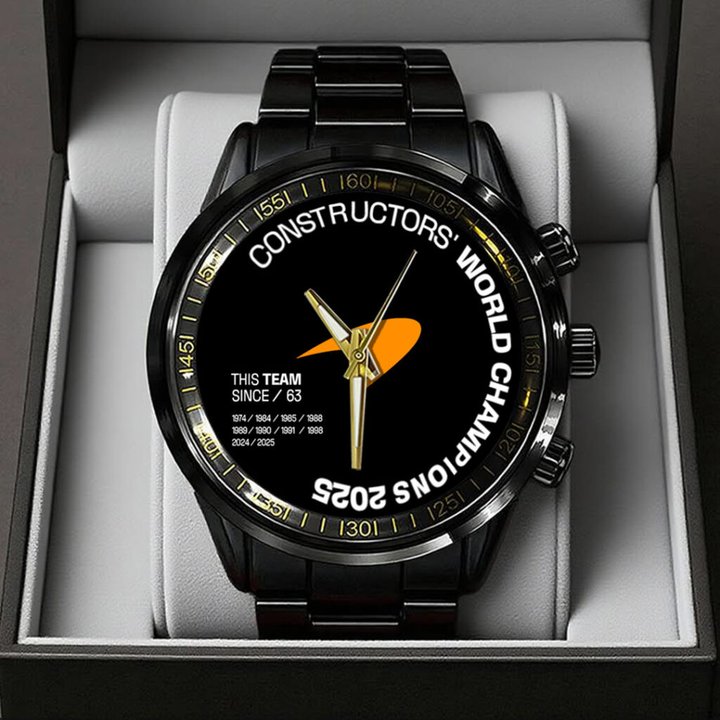 McLaren Formula 1 Team 2025 Constructors’ 10 Times Black Stainless Steel Watch V