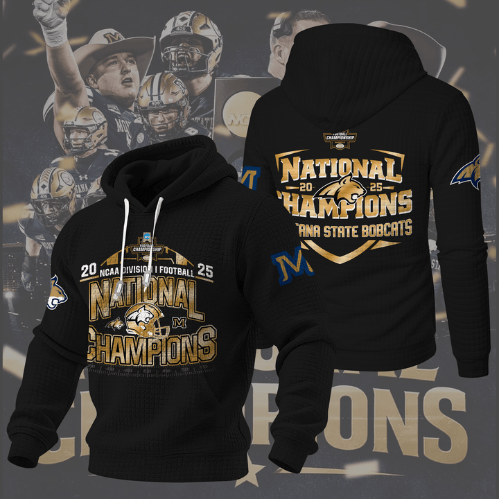 MSU Bobcats 2025 FCS National Champions 3D Waffle Hoodie