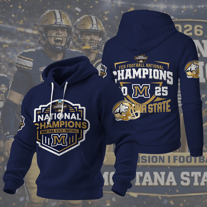 MSU Bobcats 2025 FCS National Champions 3D Waffle Hoodie III