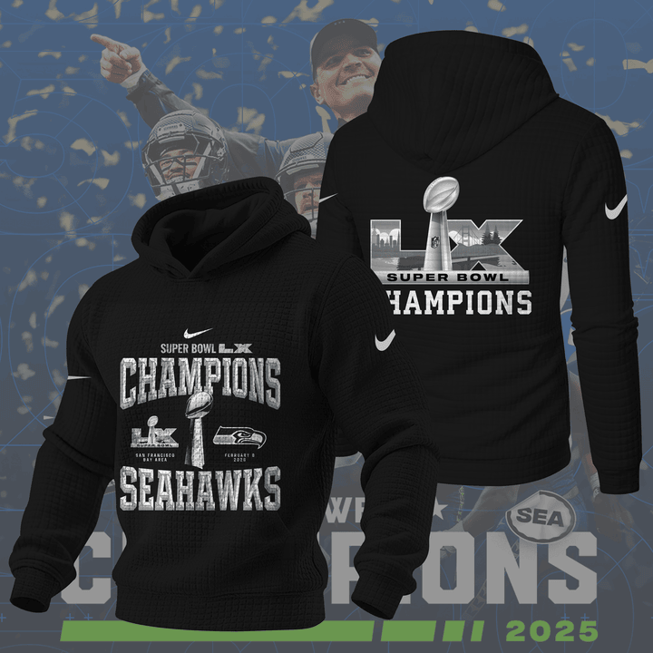 Seattle Seahawks Super Bowl LX 3D Waffle Hoodie II