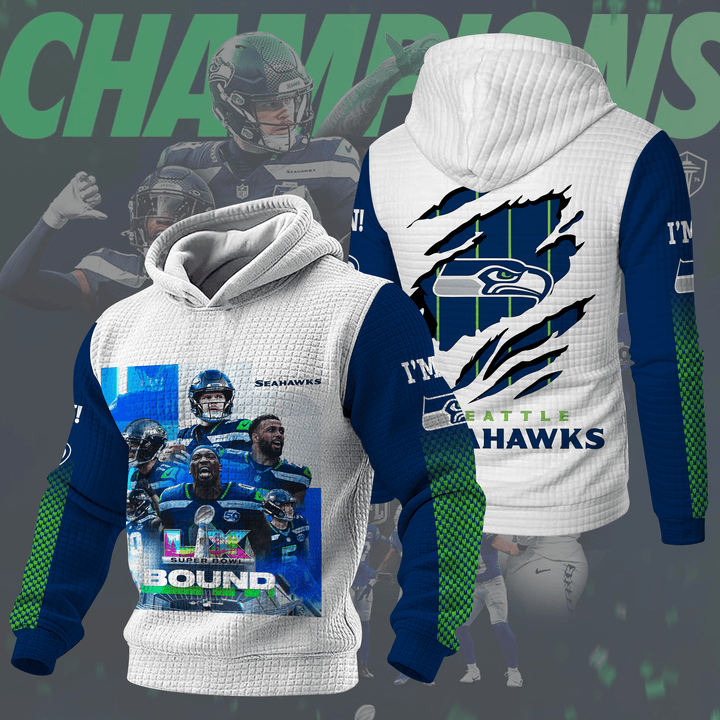 Seattle Seahawks Super Bowl LX 3D Waffle Hoodie III
