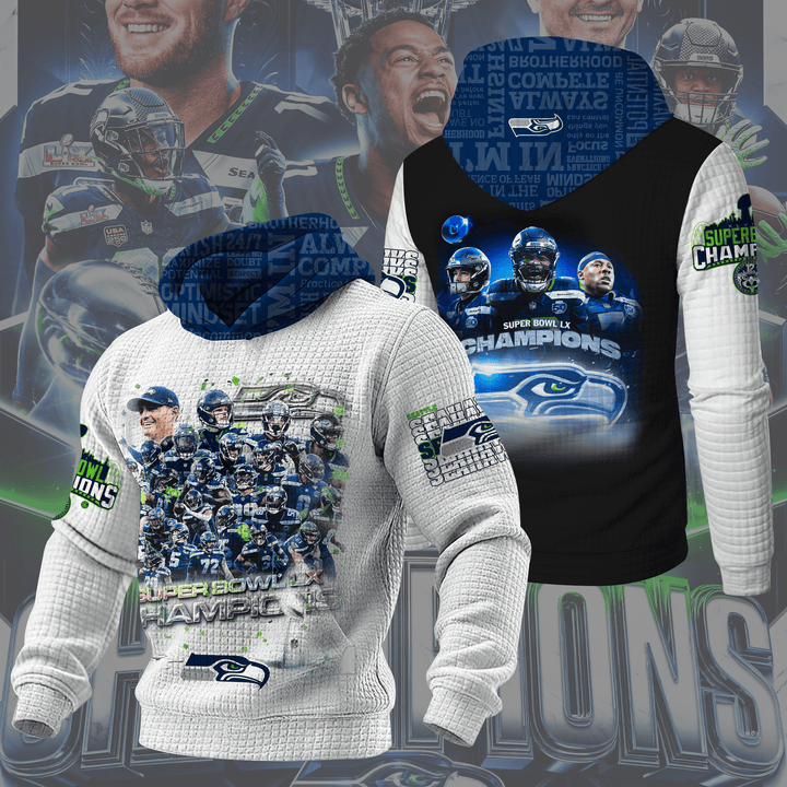 Seattle Seahawks Super Bowl LX 3D Waffle Hoodie IV