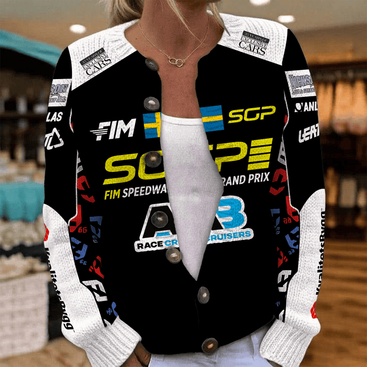 Fredrik Lindgren Inspired Knit Cardigan FIM Speedway Grand Prix Style