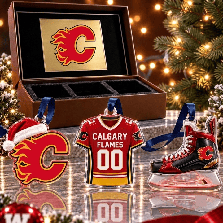 Calgary Flames NHL Team Full Set 3 Acrylic Ornament