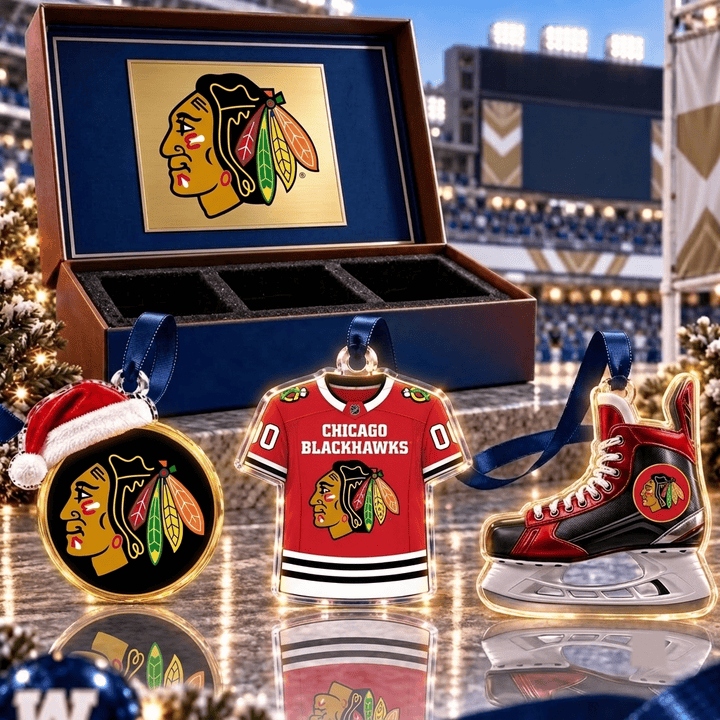 Chicago Blackhawks NHL Team Full Set 3 Acrylic Ornament
