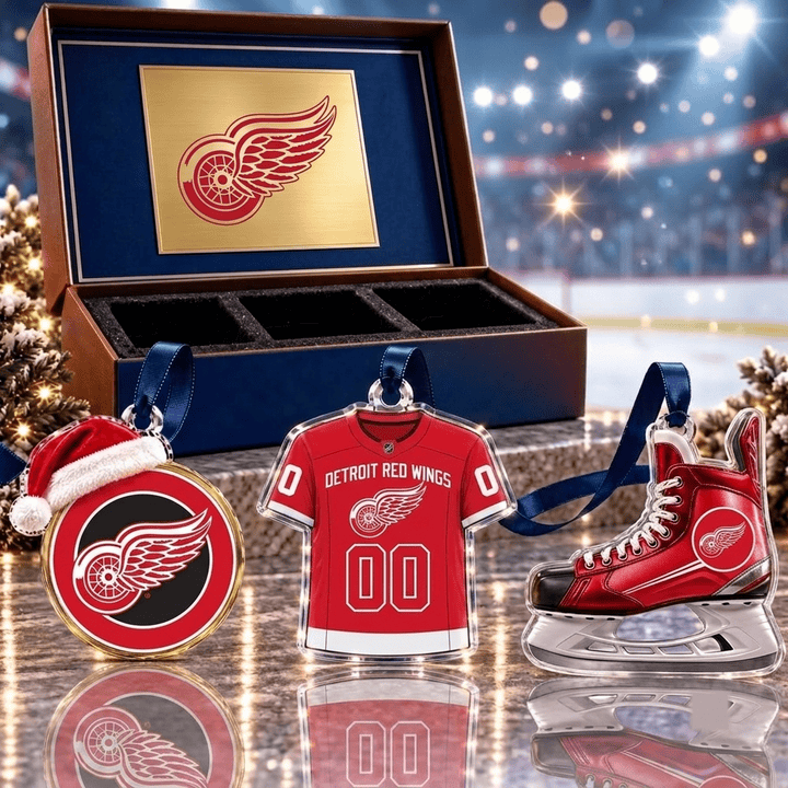 Detroit Red Wings NHL Team Full Set 3 Acrylic Ornament