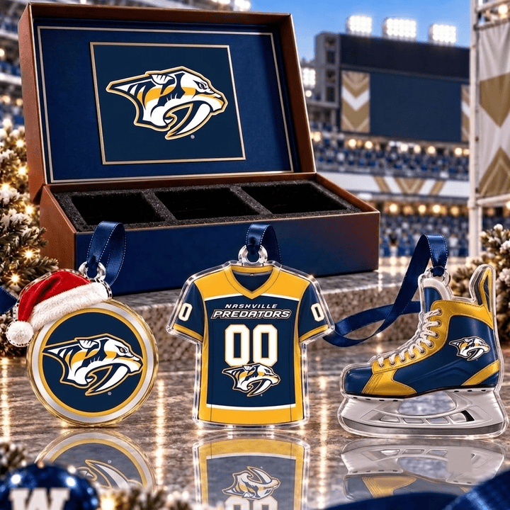 Nashville Predators NHL Team Full Set 3 Acrylic Ornament
