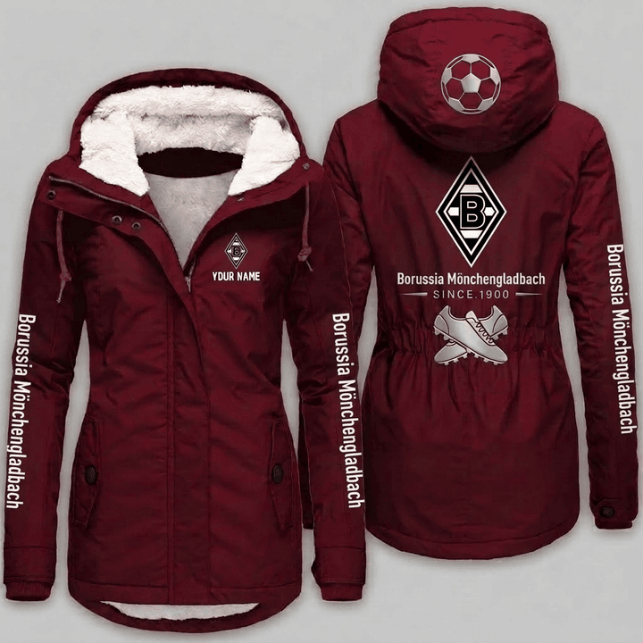 Borussia Mönchengladbach Bundesliga Woman Winter Fleece Jacket Custom Name