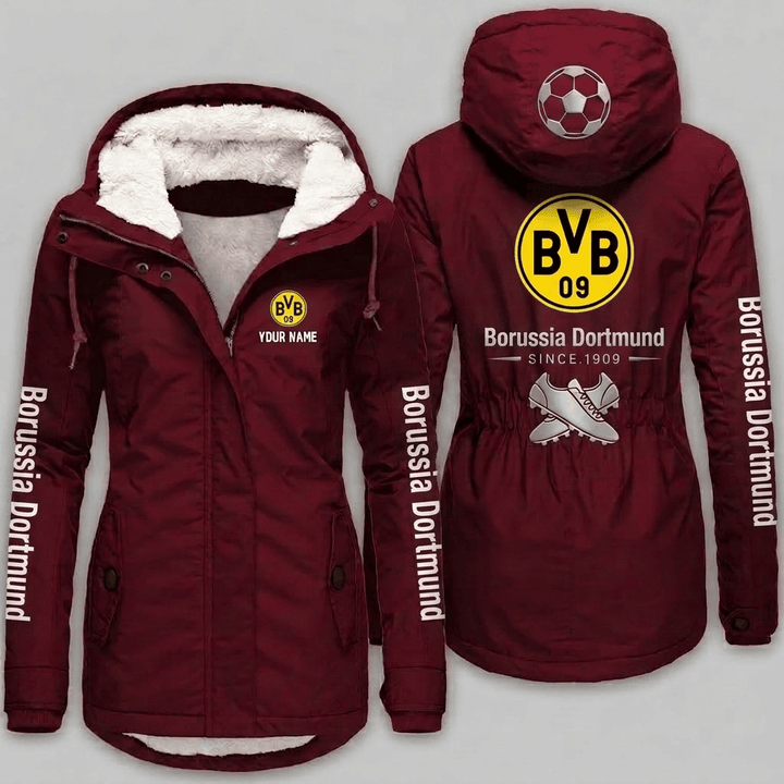 Borussia Dortmund Bundesliga Woman Winter Fleece Jacket Custom Name