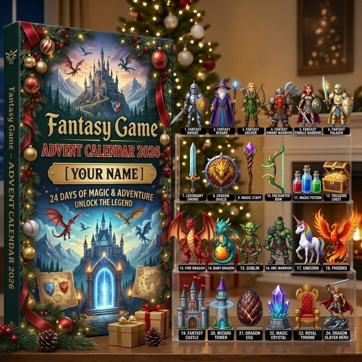 Fantasy Game Advent calendar Full Box Christmas Gifts Custom Name