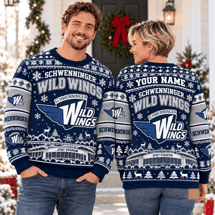 Schwenninger Wild Wings DEL Christmas Ugly Sweatshirt Custom Any name