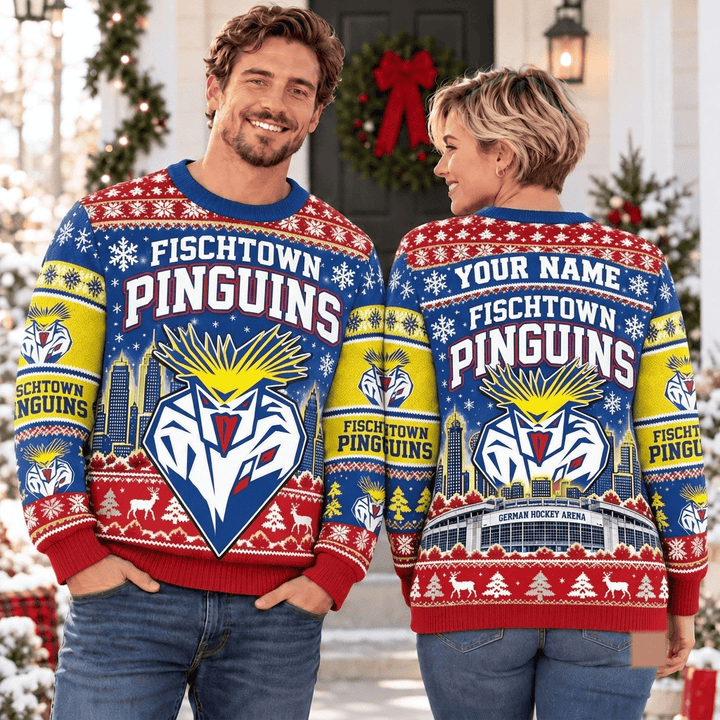 Pinguins Bremerhaven DEL Christmas Ugly Sweatshirt Custom Any name