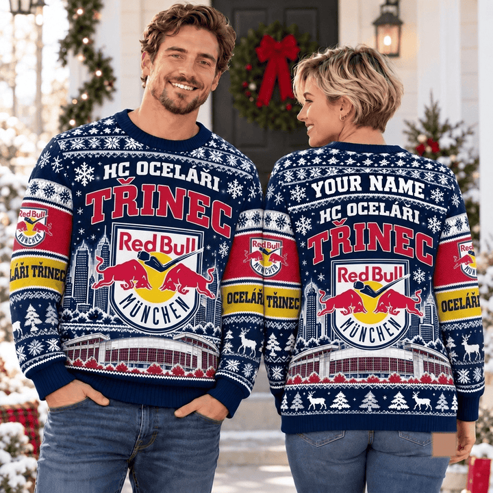 EHC Red Bull München DEL Christmas Ugly Sweatshirt Custom Any name