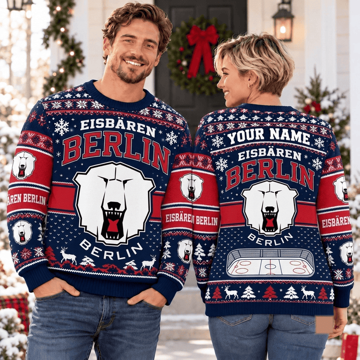 Eisbären Berlin DEL Christmas Ugly Sweatshirt Custom Any name
