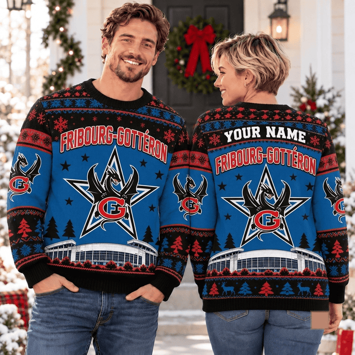 Fribourg Gottéron HC NL Christmas Ugly Sweatshirt Custom Any name