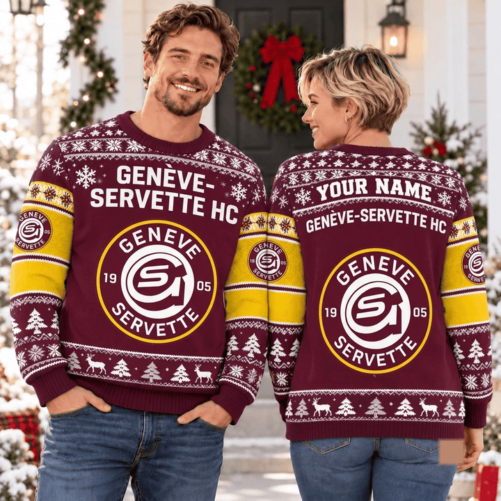 Genève Servette HC NL Christmas Ugly Sweatshirt Custom Any name