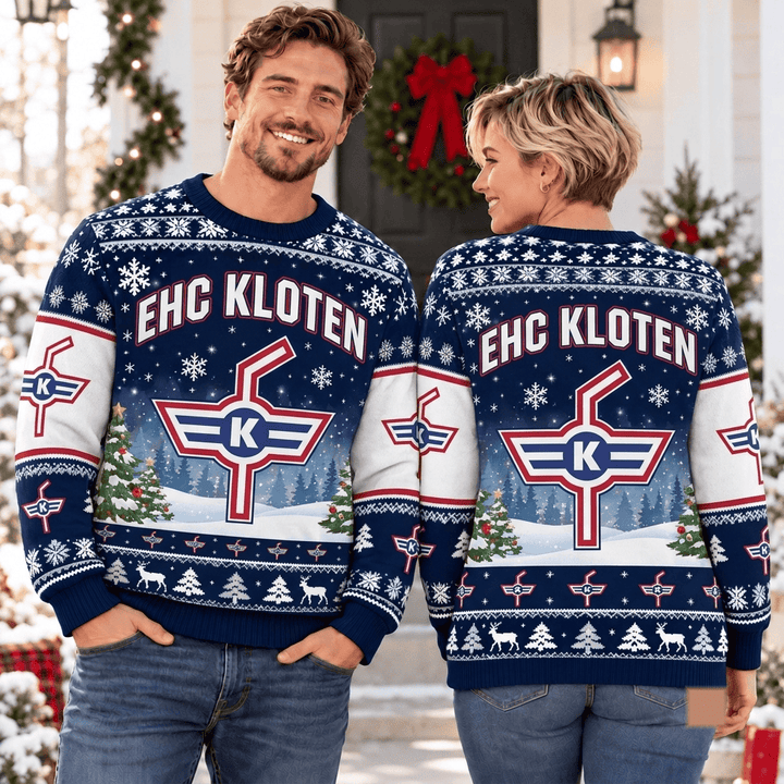 EHC Kloten NL Christmas Ugly Sweatshirt Custom Any name