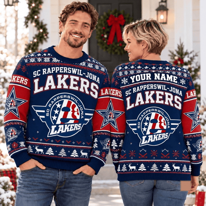 SC Rapperswil Jona Lakers Tigers NL Christmas Ugly Sweatshirt Custom Any name