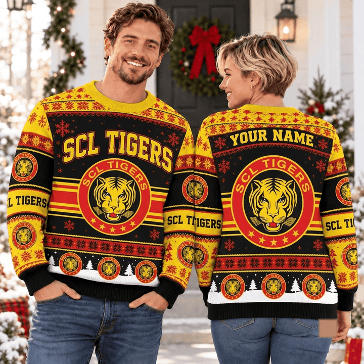 SCL Tigers NL Christmas Ugly Sweatshirt Custom Any name