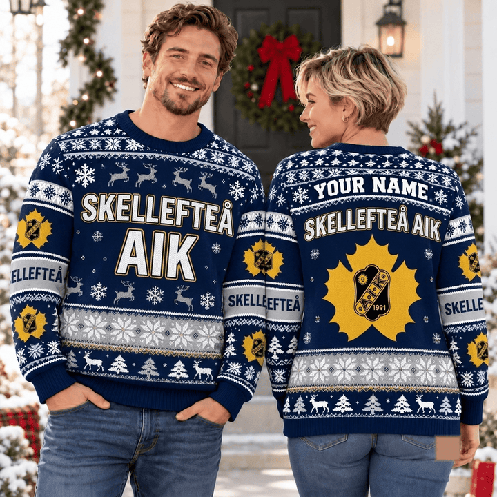 Skellefteå AIK SHL Christmas Ugly Sweatshirt Custom Any name
