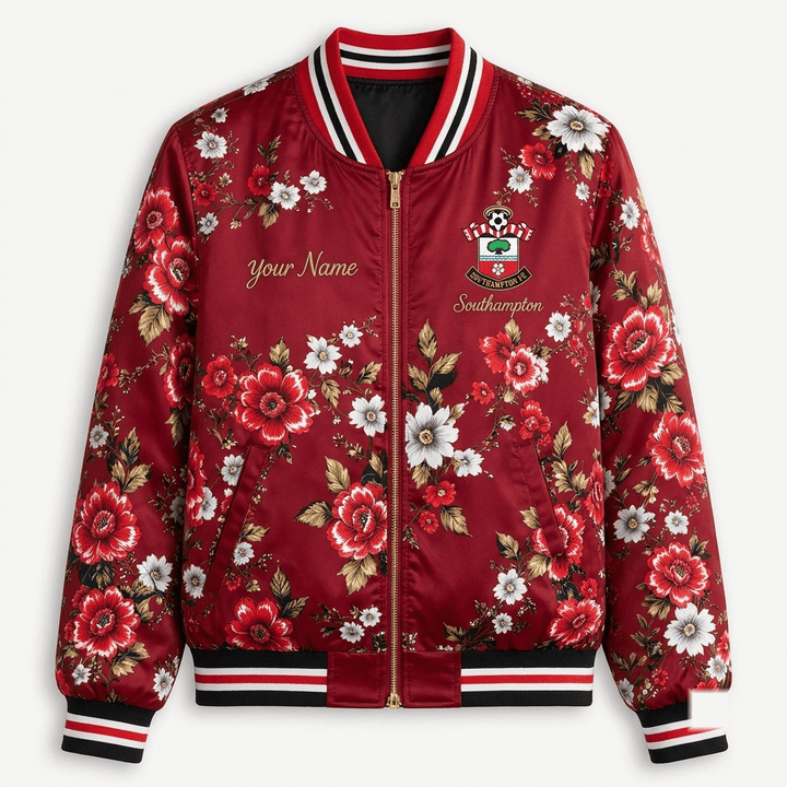 Southampton EPL Women's Floral Print Casual Zip Up Jacket Personalized Name