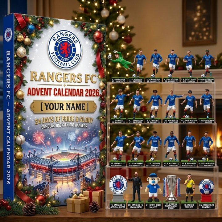 Rangers FC Scottish Premiership Advent calendar Full Box Christmas Gifts Custom Name