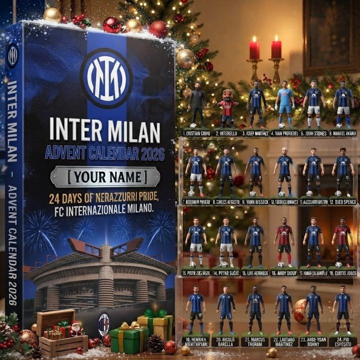 Inter Milan SERIE A Advent calendar Full Box Christmas Gifts Custom Name