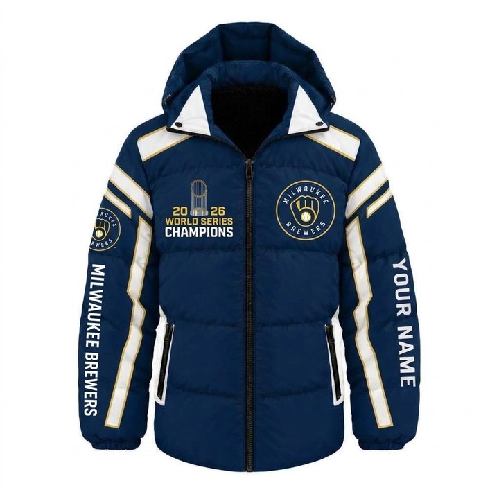 Milwaukee Brewers World Series Champions 2026 Waterproof Thickened Down Jacket Custom Name