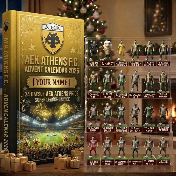 AEK Athens Super League Greece Advent calendar Full Box Christmas Gifts Custom Name
