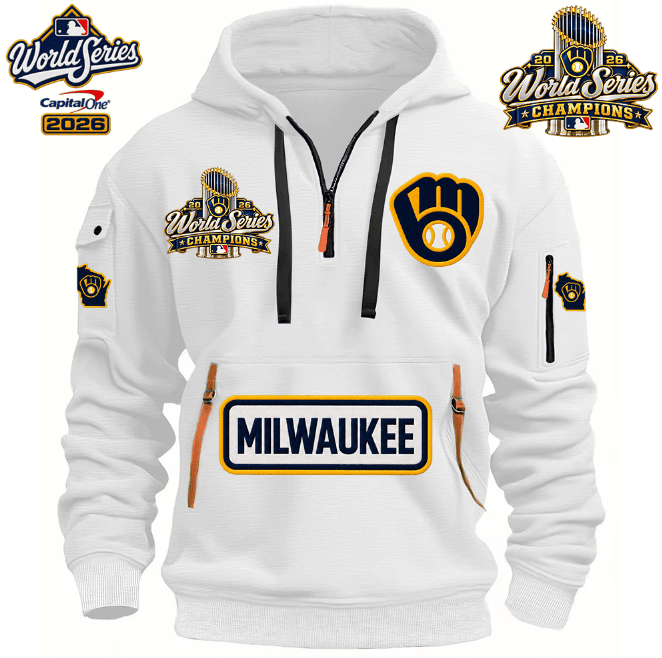 MILWAUKEE BREWERS MLB 2026 WORLD CHAMPIONS LIMITED EDITION HALF ZIP HOODIE
