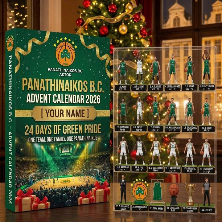 Panathinaikos Greek Basket League Advent calendar Full Box Christmas Gifts Custom Name