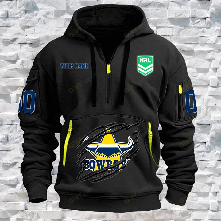 North Queensland Cowboys Personalized Quarter Zip Hoodie for fan Limited Edition