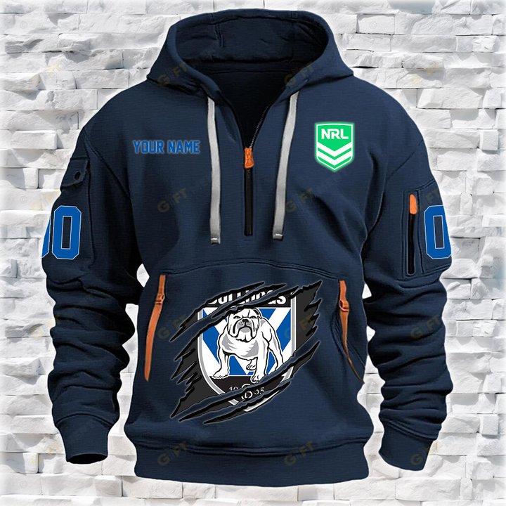 Canterbury-Bankstown Bulldogs Personalized Quarter Zip Hoodie for fan Limited Edition