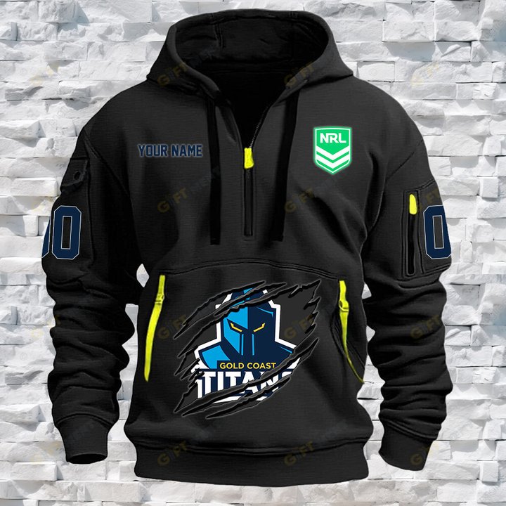 Gold Coast Titans Personalized Quarter Zip Hoodie for fan Limited Edition