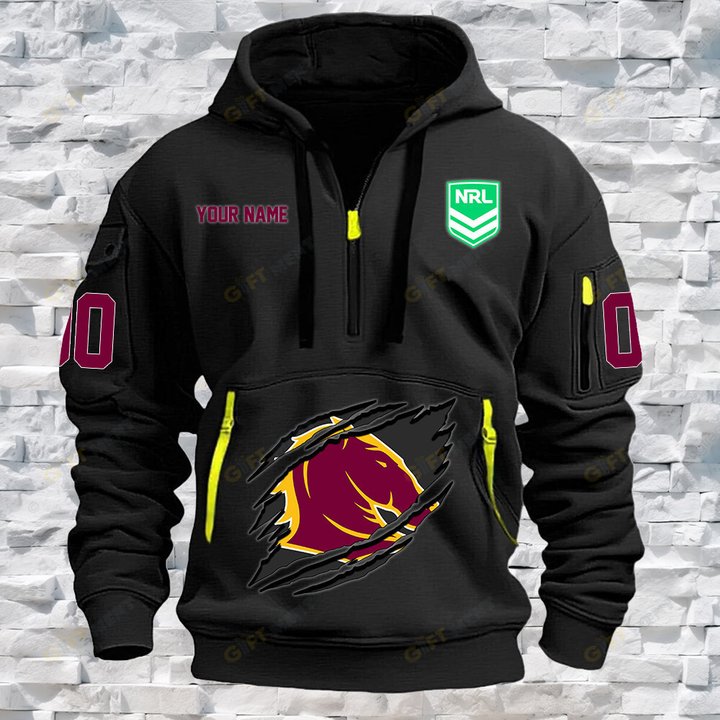 Brisbane Broncos Personalized Quarter Zip Hoodie for fan Limited Edition