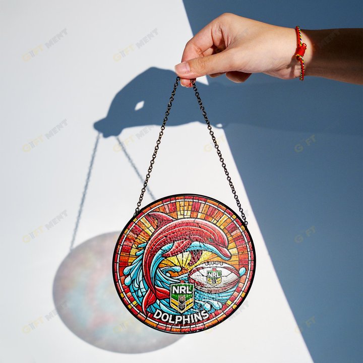 DolphinsStained Glass Suncatcher for Window Hanging