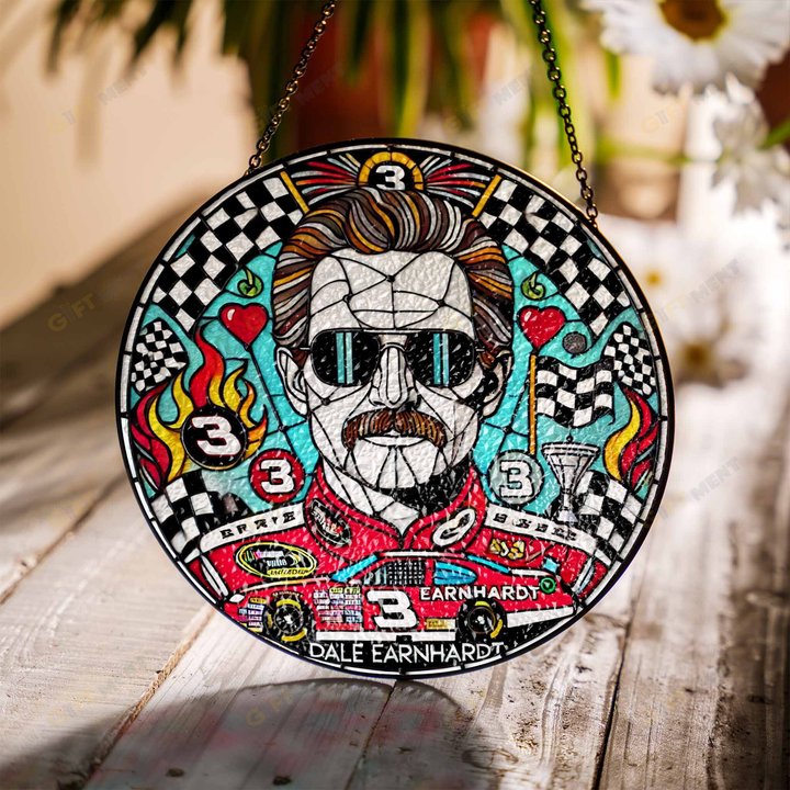 Dale earnhardt v2 Stained Glass Suncatcher