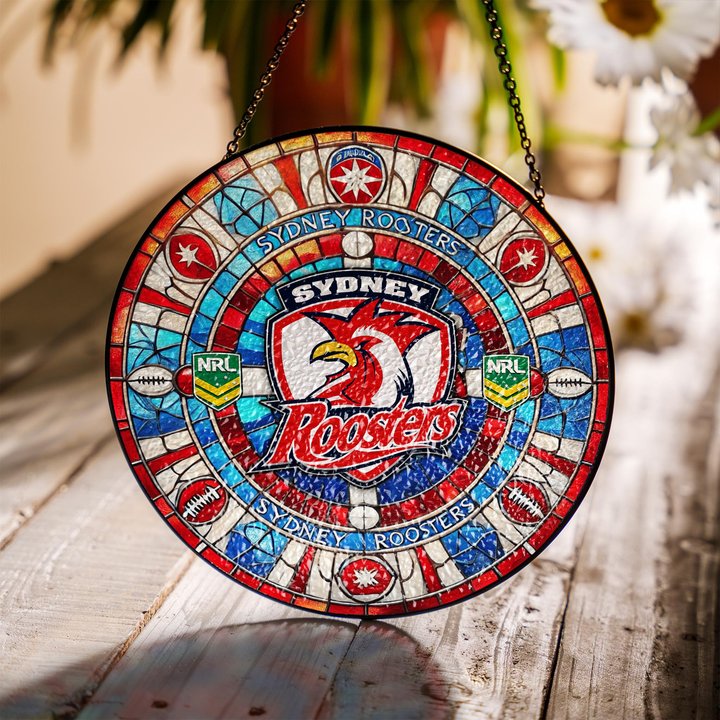 Sydney Roosters Stained Glass Suncatcher for Window Hanging V2