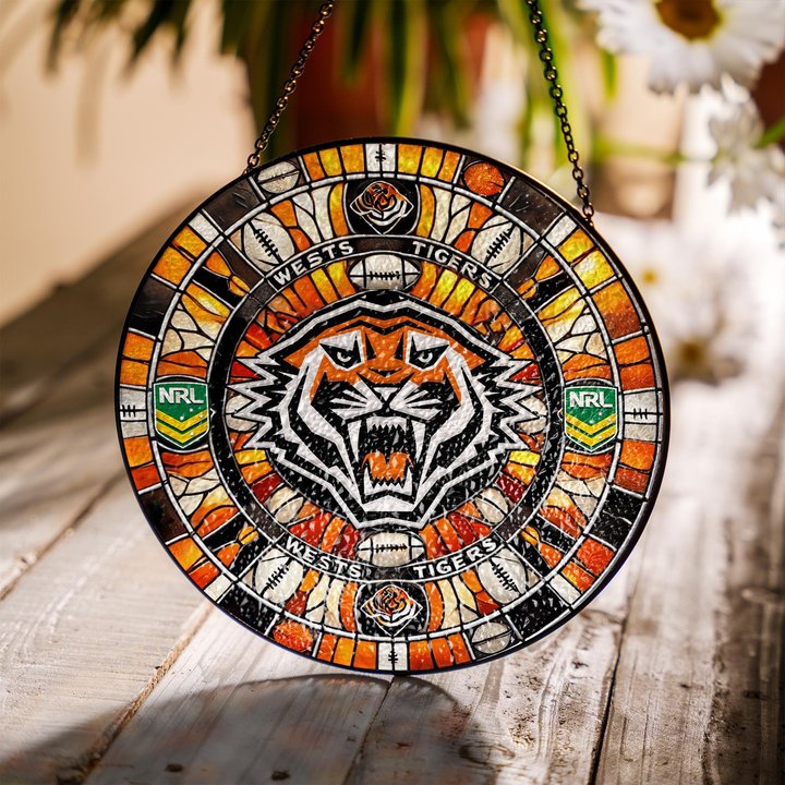 Wests Tigers Stained Glass Suncatcher for Window Hanging V2