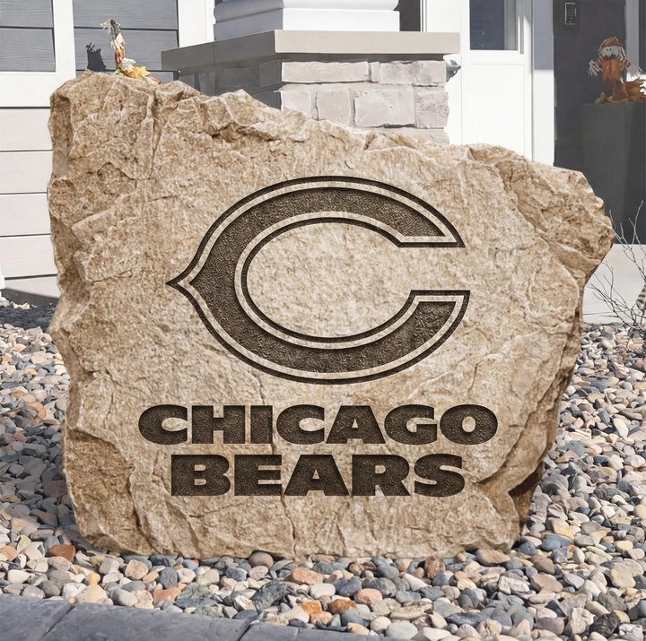 Personalized Chicago Bears Design A Stone Landscape Art | Home Decor