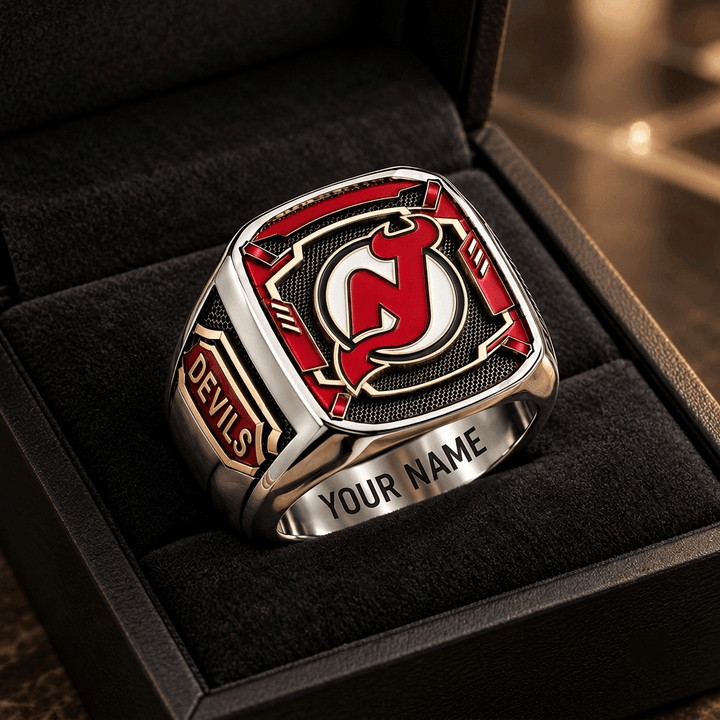 New Jersey Devils NHL Custom Fan Ring Print Style 3