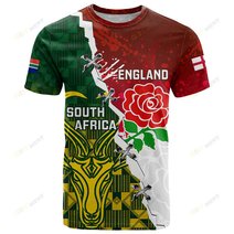 Personalised South Africa And England Rugby Hoodie 2023 Springboks Combine Red Roses Sporty Style