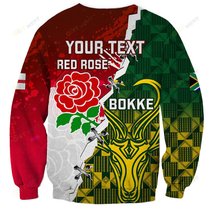 Personalised South Africa And England Rugby Hoodie 2023 Springboks Combine Red Roses Sporty Style
