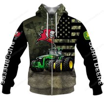 Tampa Bay Buccaneers x John Deere Hoodie | Funny Green Character Premium Hoodie
