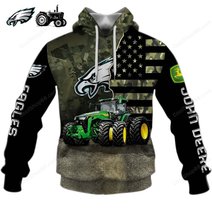 Philadelphia Eagles x John Deere Hoodie | Funny Green Character Premium Hoodie